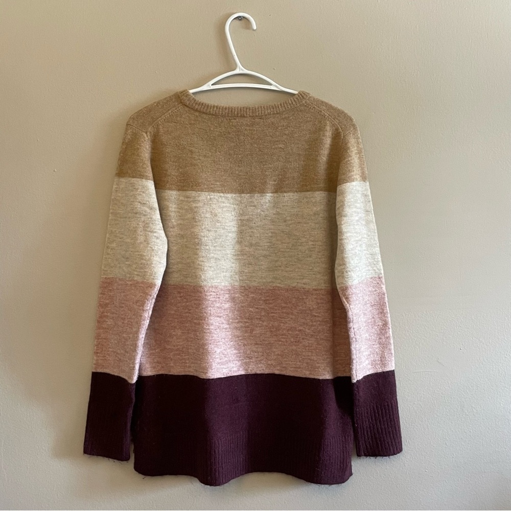 4/$20➡️ George Color Block Crewneck Sweater – Tan, Pink, Plum – Medium GUC - Picture 10 of 15